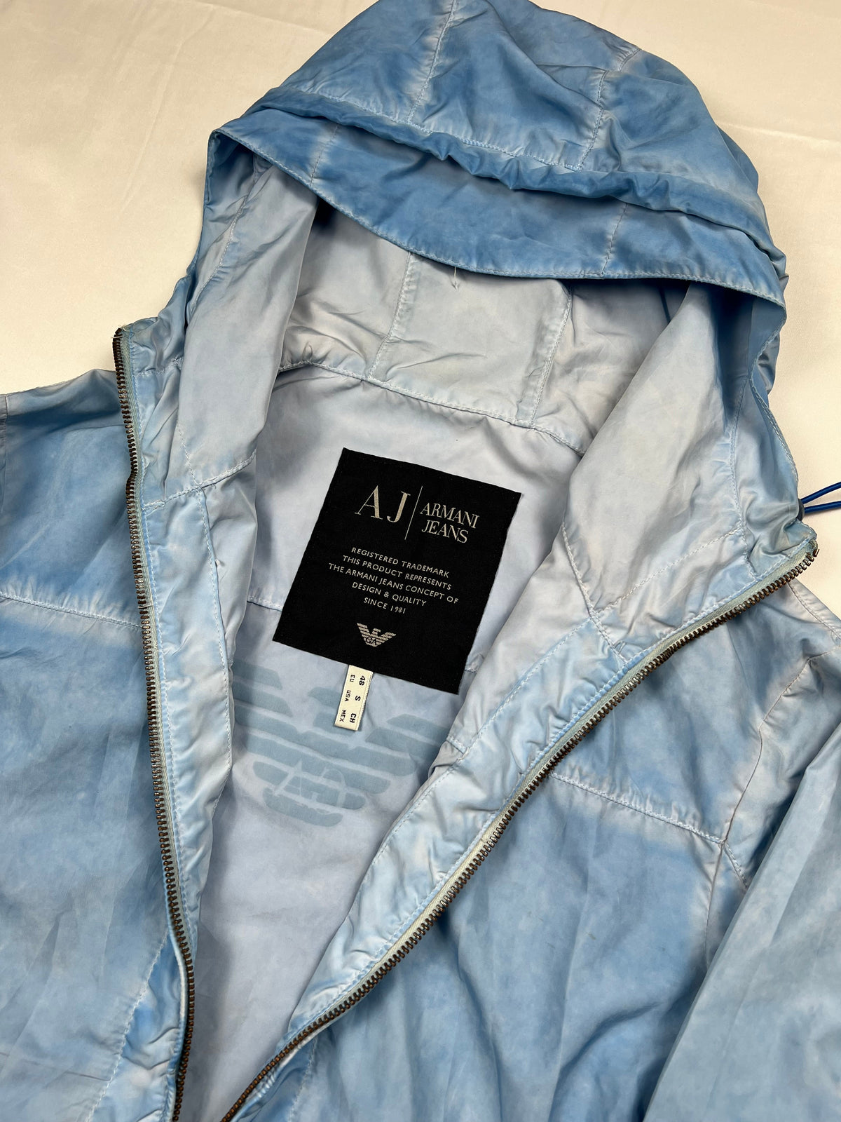 Blue Armani Jeans denim jacket, size S (fits S/M), pre-owned 9/10 condition – Relique