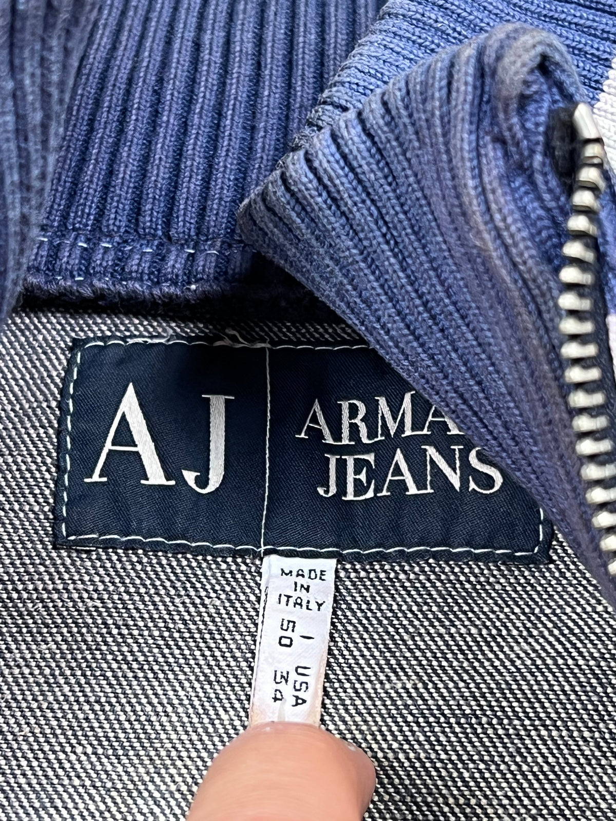 Armani Jeans denim jacket, size L (fits like S), pre-owned 7/10 condition – Relique