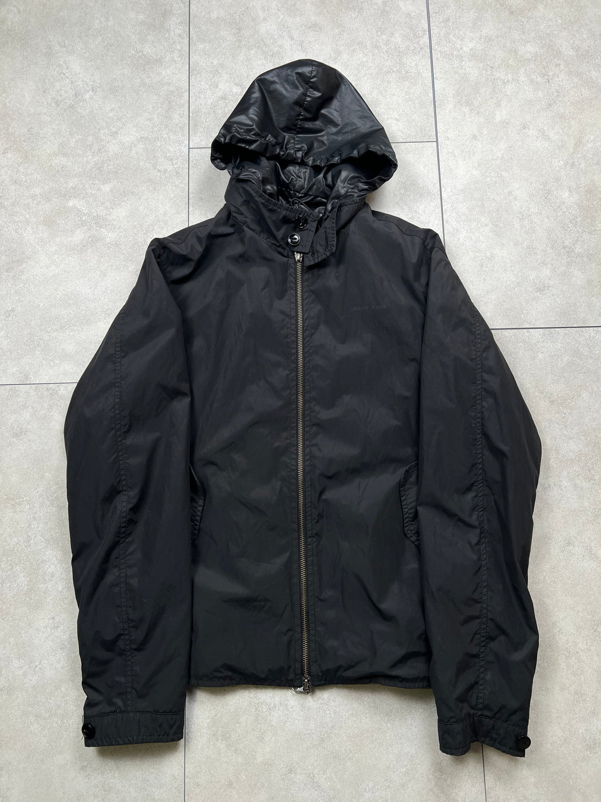 Armani Jeans denim jacket with zip-off inner layer, size S, pre-owned 8/10 condition – Relique