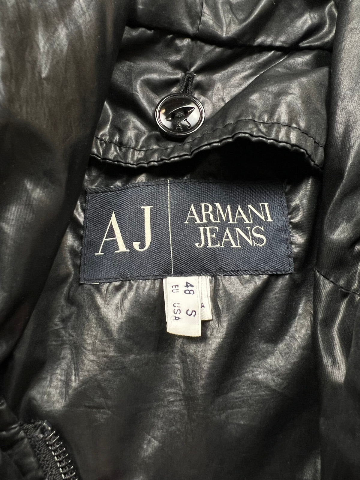 Armani Jeans denim jacket with zip-off inner layer, size S, pre-owned 8/10 condition – Relique